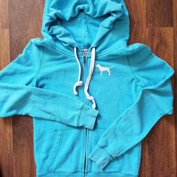 PINK Victoria's Secret Tops - PINK VICTORIA'S SECRET LIGHT BLUE HOODIE